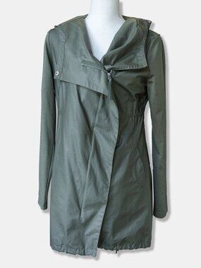 Mondetta Olive Green Rain Coat Asymmetric Zipper Industrial Parka Tech Jacket